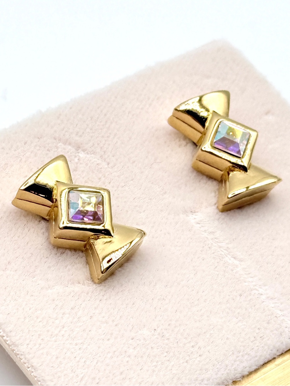 Vintage Bijoux D'Orlan Paris Gold Crystal Stud Earrings
